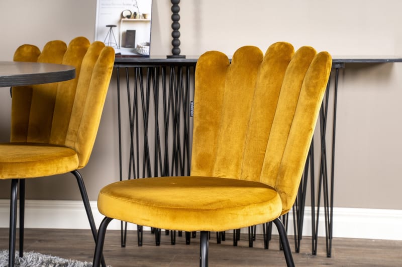 Copenhagen Spisegruppe med 6 Limhamn Spisestoler Gul - Furniture Fashion - Møbler - Bord - Spisegrupper