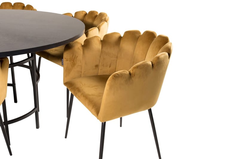 Copenhagen Spisegruppe med 6 Limhamn Spisestoler Gul - Furniture Fashion - Møbler - Bord - Spisegrupper