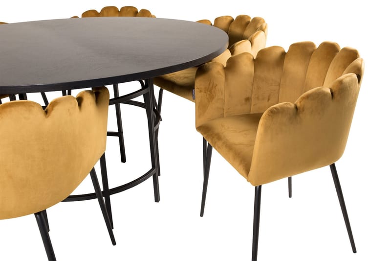 Copenhagen Spisegruppe med 6 Limhamn Spisestoler Gul - Furniture Fashion - Møbler - Bord - Spisegrupper