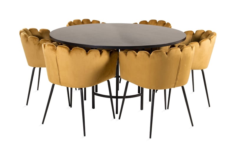 Copenhagen Spisegruppe med 6 Limhamn Spisestoler Gul, Furniture Fashion