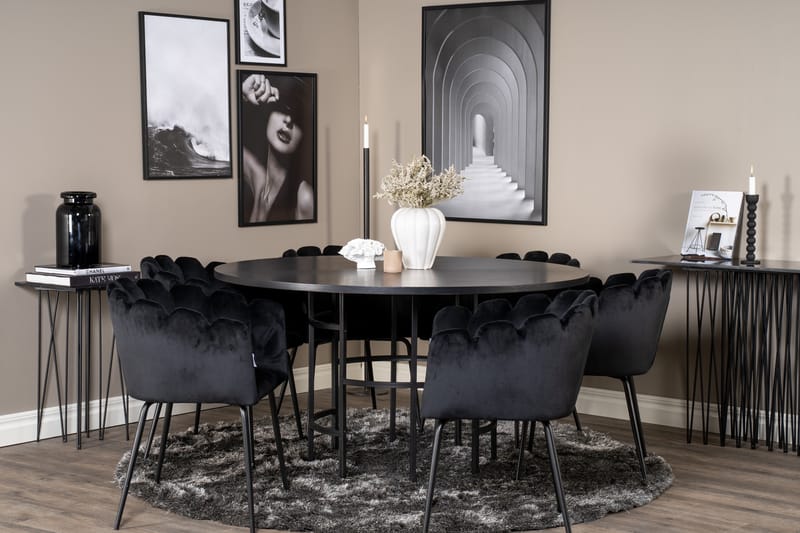 Copenhagen Spisegruppe med 6 Limhamn Spisestoler Svart - Furniture Fashion - Spisegrupper