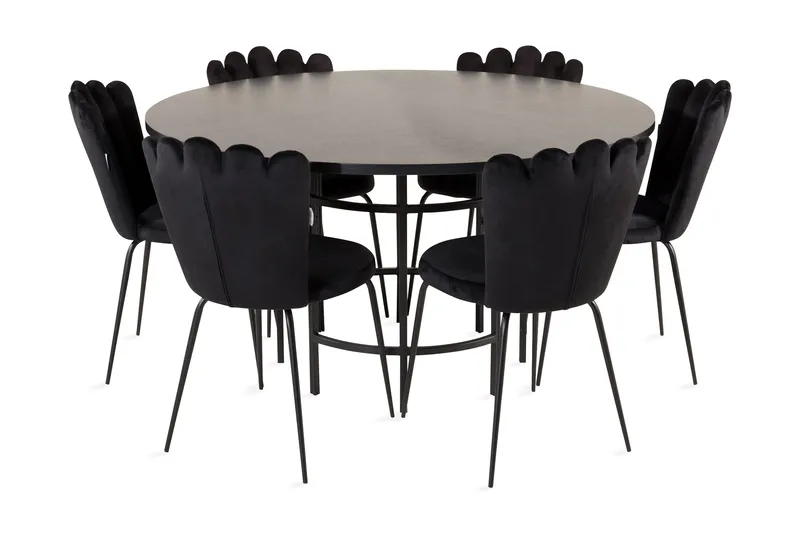 Copenhagen Spisegruppe med 6 Limhamn Spisestoler Svart, Furniture Fashion