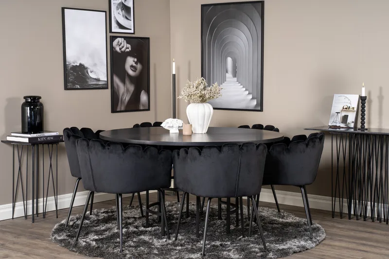 Copenhagen Spisegruppe med 6 Limhamn Spisestoler Svart - Furniture Fashion - Møbler - Bord - Spisegrupper