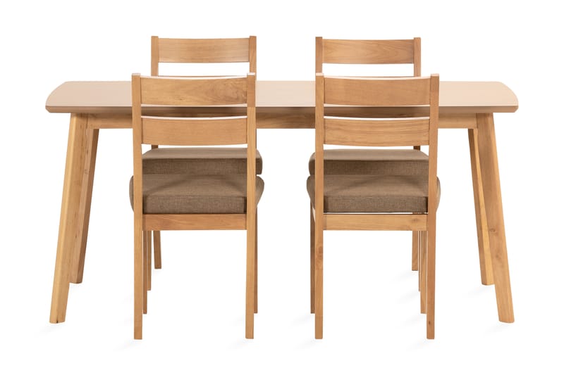 Curtea Spisebord 165 cm inkl. 4 Edini Spisestoler - Brun - Møbler - Bord - Spisegrupper