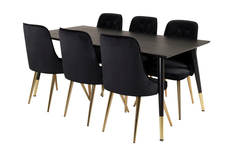 Daicy Spisebord 180 cm med 6 Valerie Lyx Fløyelsstoler, undefined