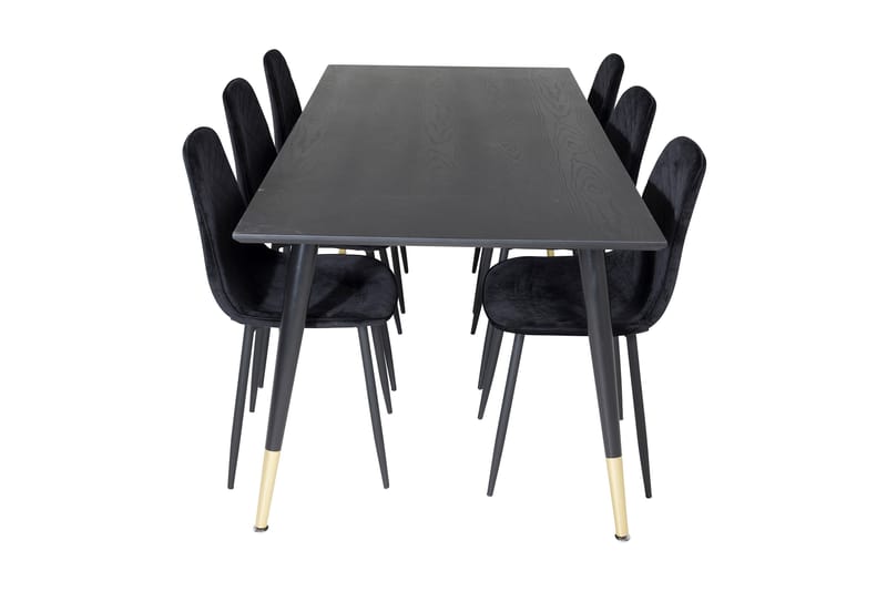 Daicy Spisegruppe 180 cm inkl. 6 Ypas Stoler - Svart/Messing - Møbler - Bord - Spisegrupper