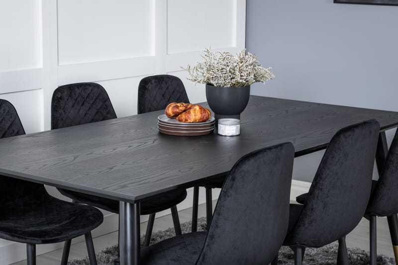 Daicy Spisegruppe 180 cm inkl. 6 Ypas Stoler - Svart/Messing - Møbler - Bord - Spisegrupper