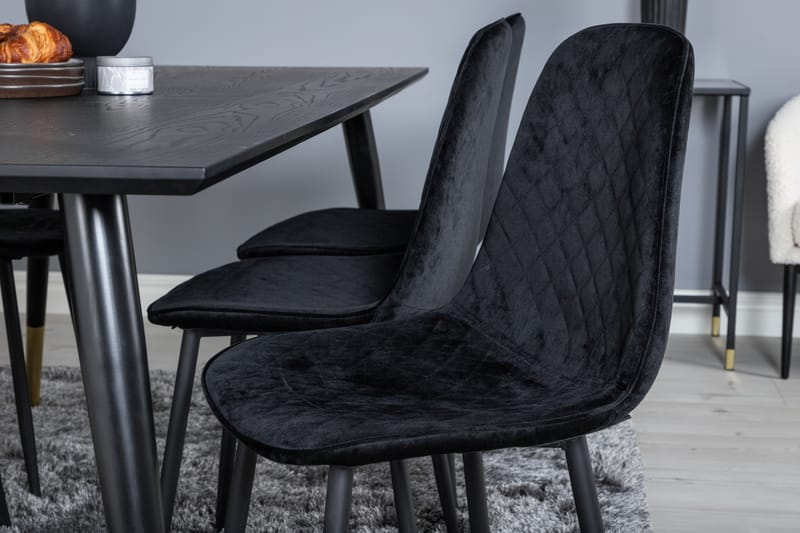 Daicy Spisegruppe 180 cm inkl. 6 Ypas Stoler - Svart/Messing - Møbler - Bord - Spisegrupper