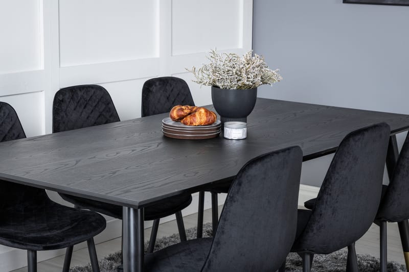 Daicy Spisegruppe 180 cm inkl. 6 Ypas Stoler - Svart/Messing - Møbler - Bord - Spisegrupper