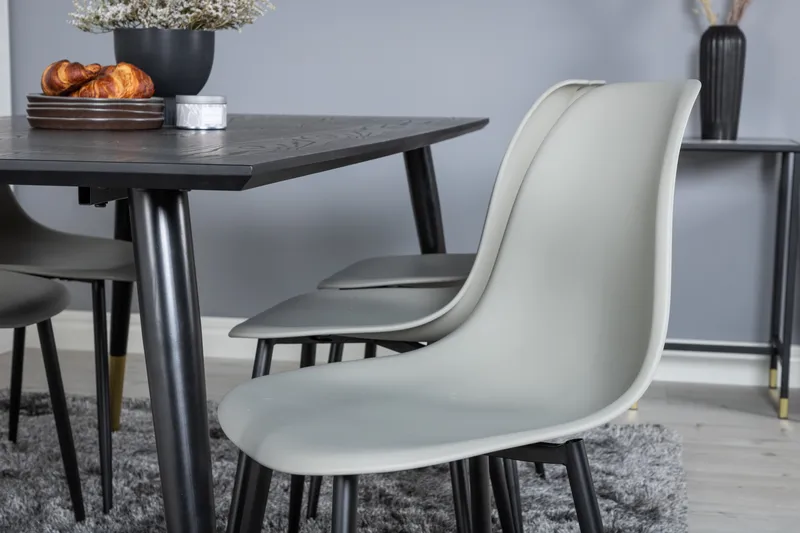 Daicy Spisegruppe 180 cm inkl. 6 Ypas Stoler - Svart/Messing/Grå - Møbler - Bord - Spisegrupper