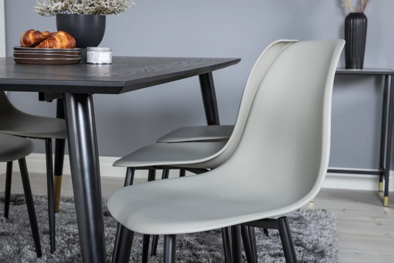 Daicy Spisegruppe 180 cm inkl. 6 Ypas Stoler - Svart/Messing/Grå - Møbler - Bord - Spisegrupper