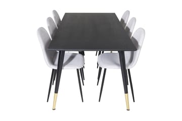 Daicy Spisegruppe 180 cm inkl. 6 Ypas Stoler - Svart/Messing/Grå - Møbler - Bord - Spisegrupper