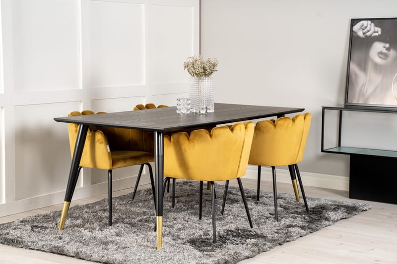 Daicy Spisegruppe 180 cm med 4 Limhamn Spisestoler Gul - Furniture Fashion - Møbler - Bord - Spisegrupper