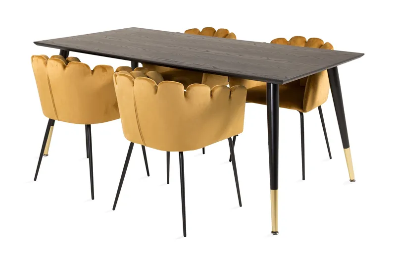 Daicy Spisegruppe 180 cm med 4 Limhamn Spisestoler Gul, Furniture Fashion