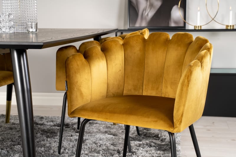 Daicy Spisegruppe 180 cm med 4 Limhamn Spisestoler Gul - Furniture Fashion - Møbler - Bord - Spisegrupper