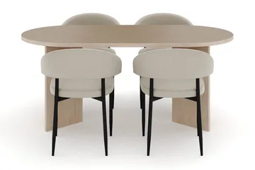 Dano Spisebord 180 cm med 4 Sawako Spisestoler - Travertin / Beige - Møbler - Bord - Spisegrupper