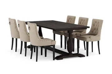 Dijon Matgruppe 200 cm med 6 Viktoria Spisestol - Brun - Møbler - Bord - Spisegrupper
