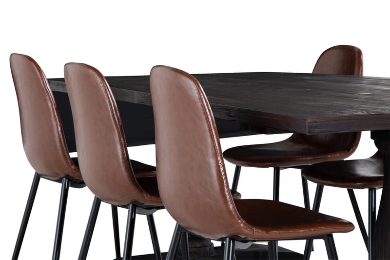 Dijon Spisebord 200 cm med 6 Spisestoler Brun PU - Møbler - Bord - Spisegrupper