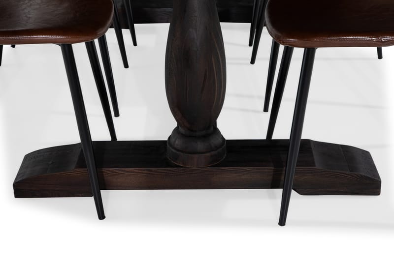 Dijon Spisebord 200 cm med 6 Spisestoler Brun PU - Møbler - Bord - Spisegrupper