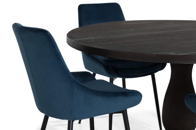 Dijon Spisegruppe 130 cm Rund med 4 Alsarp Stol - Vintage Alm/Blå - Møbler - Bord - Spisegrupper