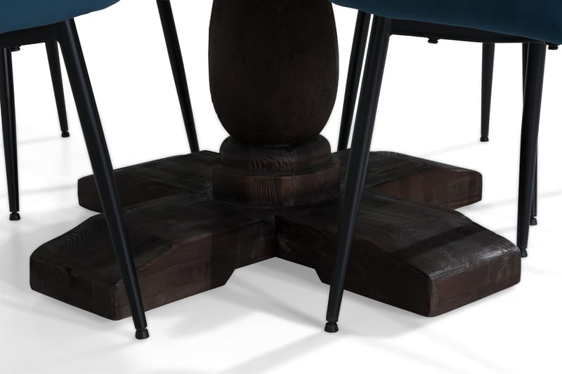 Dijon Spisegruppe 130 cm Rund med 4 Alsarp Stol - Vintage Alm/Blå - Møbler - Bord - Spisegrupper