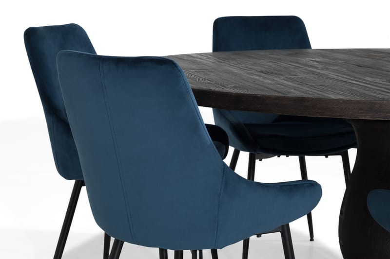 Dijon Spisegruppe 150 cm Rund med 6 Alsarp Stol - Vintage Alm/Blå - Møbler - Bord - Spisegrupper