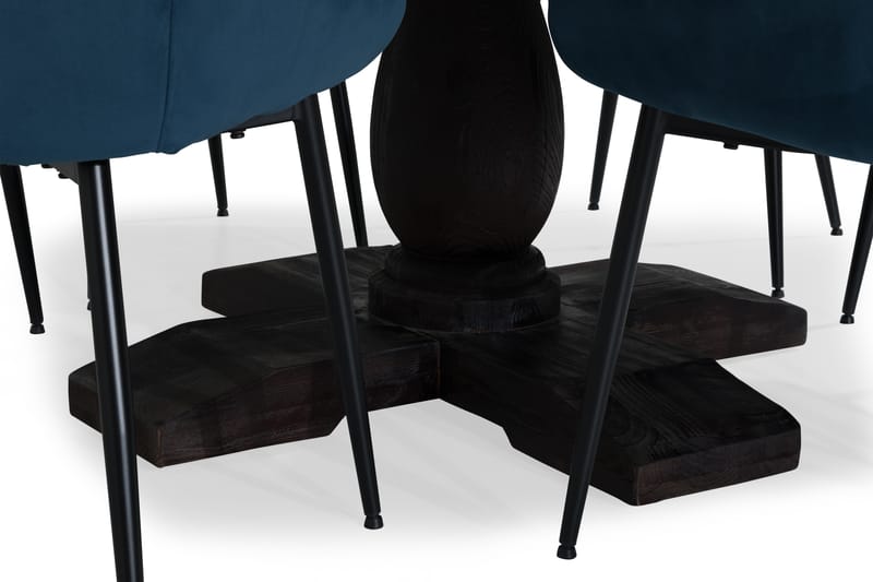 Dijon Spisegruppe 150 cm Rund med 6 Alsarp Stol - Vintage Alm/Blå - Møbler - Bord - Spisegrupper
