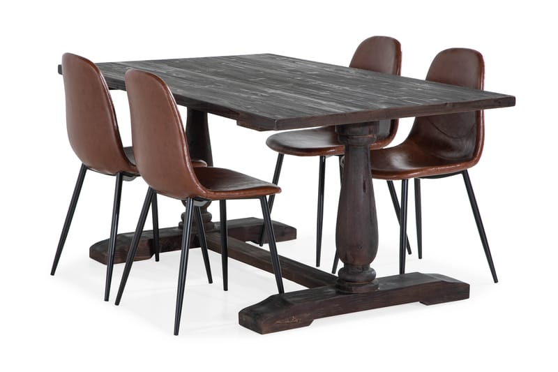 Dijon Spisegruppe 160 cm inkl. 4 Spisestoler - Brun - Møbler - Bord - Spisegrupper