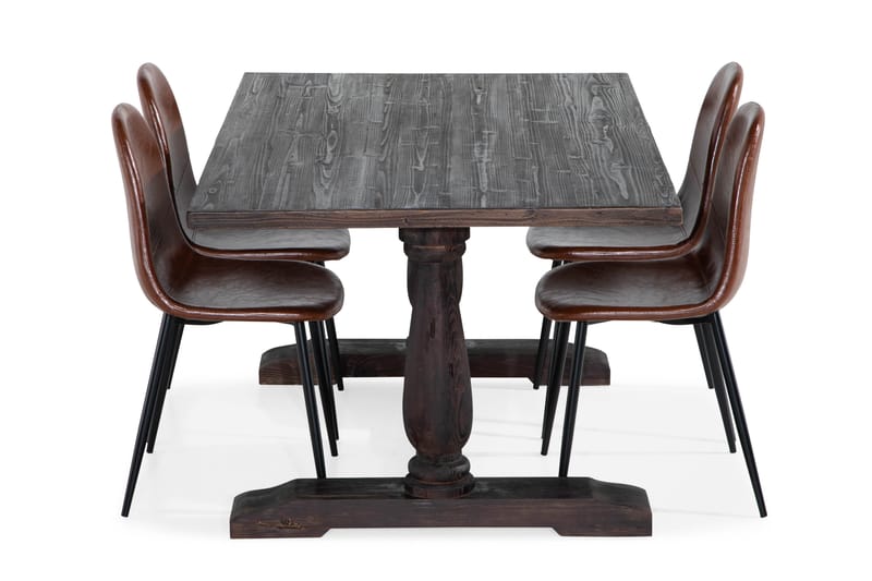 Dijon Spisegruppe 160 cm inkl. 4 Spisestoler - Brun - Møbler - Bord - Spisegrupper