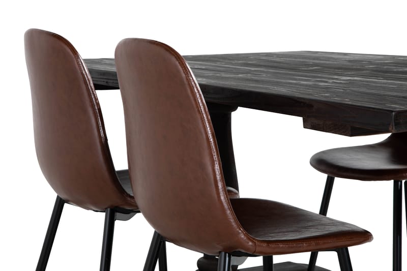 Dijon Spisegruppe 160 cm inkl. 4 Spisestoler - Brun - Møbler - Bord - Spisegrupper