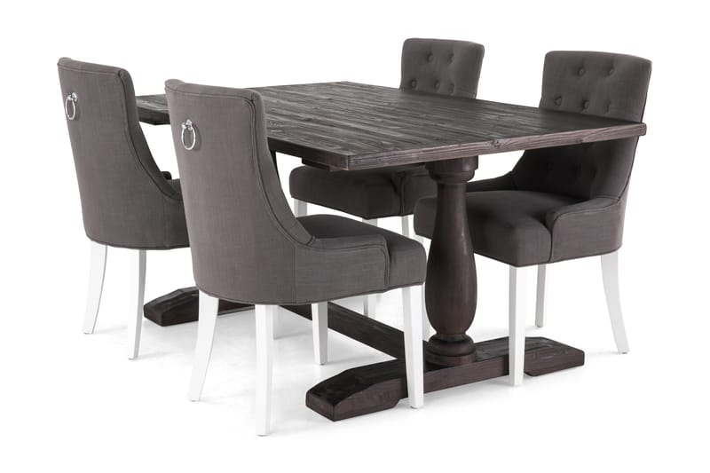 Dijon Spisegruppe 160 cm med 4 Viktoria Stol - Vintage Tre/Grå/HHvit - Møbler - Bord - Spisegrupper