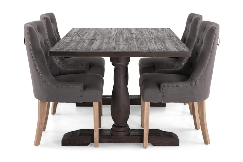 Dijon Spisegruppe 160 cm med 4 Viktoria Stol - Vintage Tre/Grå/Tre - Møbler - Bord - Spisegrupper