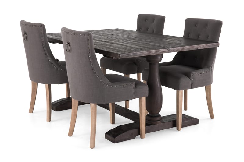 Dijon Spisegruppe 160 cm med 4 Viktoria Stol - Vintage Tre/Grå/Tre - Møbler - Bord - Spisegrupper