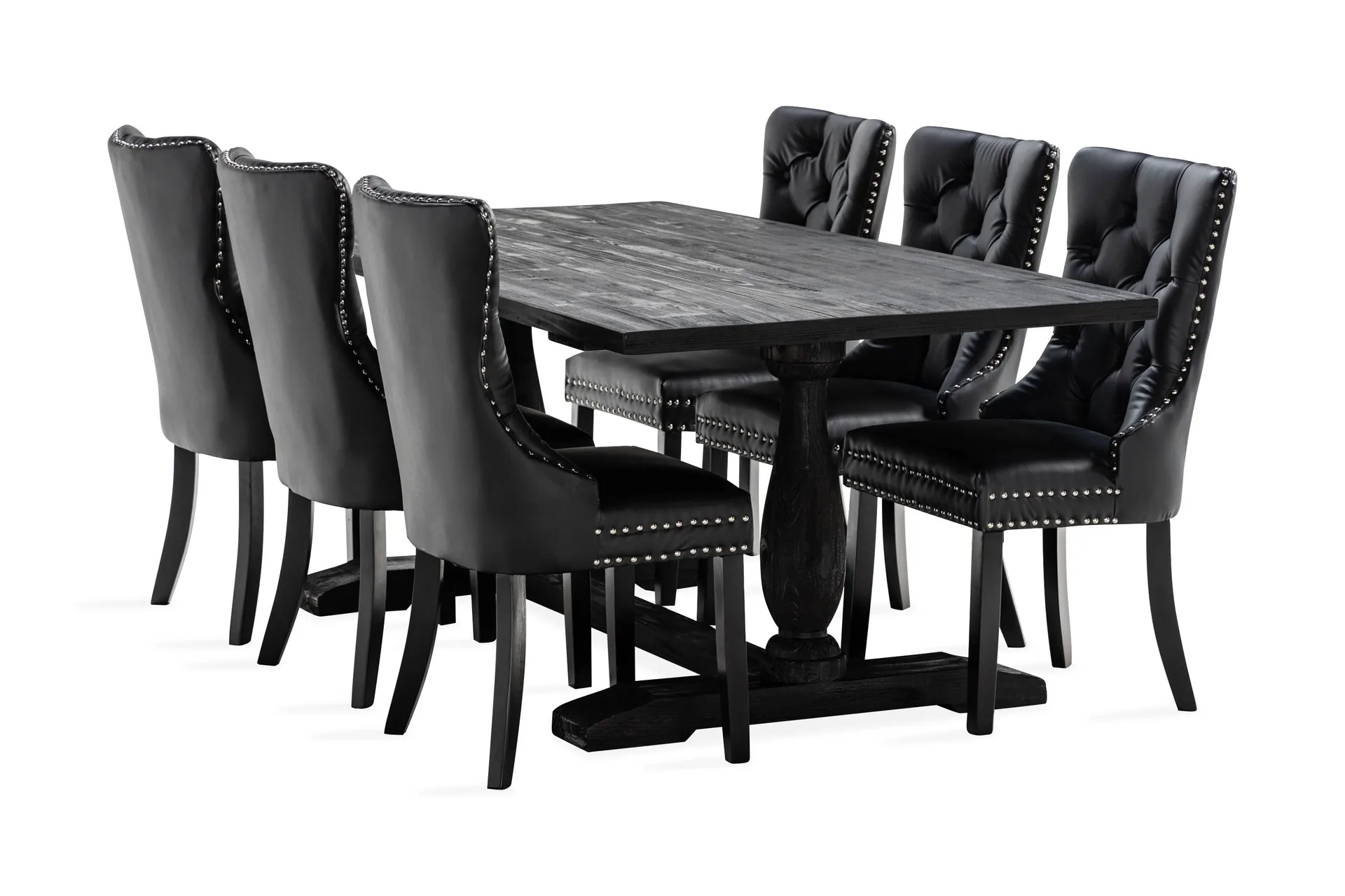 Dijon Spisegruppe 200 cm inkl. 6 Bergviken Stoler Kunstlær - Brun