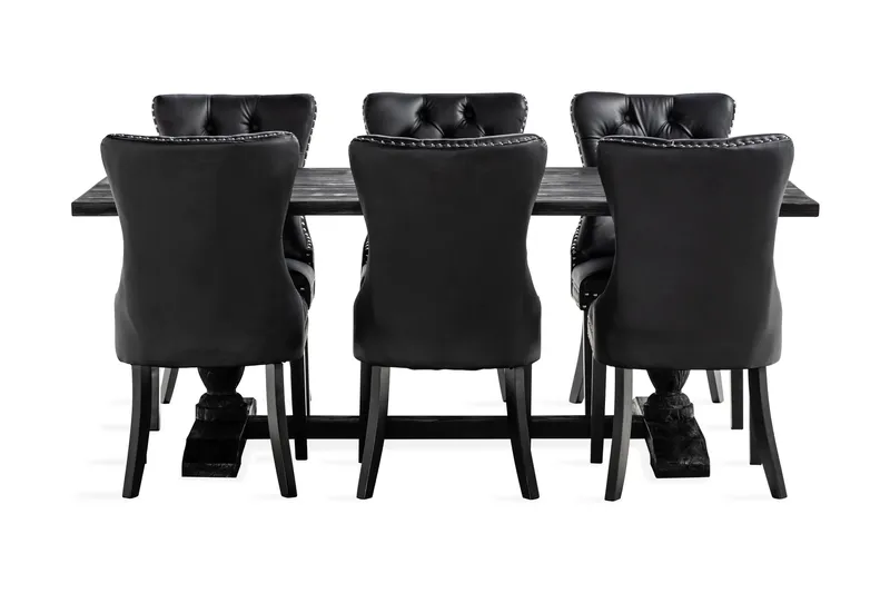 Dijon Spisegruppe 200 cm inkl. 6 Bergviken Stoler Kunstlær - Brun - Møbler - Bord - Spisegrupper