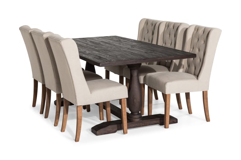 Dijon Spisegruppe 200 cm med 6 Irma Stol - Vintage Alm/Beige - Møbler - Bord - Spisegrupper
