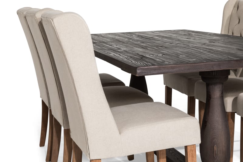 Dijon Spisegruppe 200 cm med 6 Irma Stol - Vintage Alm/Beige - Møbler - Bord - Spisegrupper