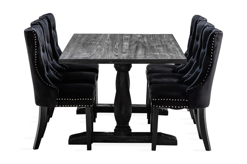 Dijon Spisegruppe 200 cm Rektangulært Spisebord med 6 Bergviken Stoler - Brun / Svart / Fløyel - Oppbevaring - Oppbevaringsmøbler - Sideboard & skjenker
