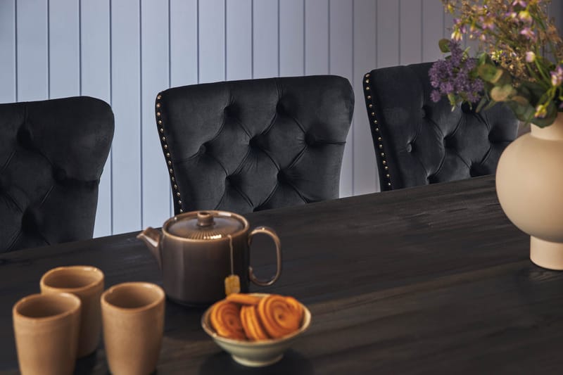 Dijon Spisegruppe 200 cm Rektangulært Spisebord med 6 Bergviken Stoler - Brun / Svart / Fløyel - Oppbevaring - Oppbevaringsmøbler - Sideboard & skjenker
