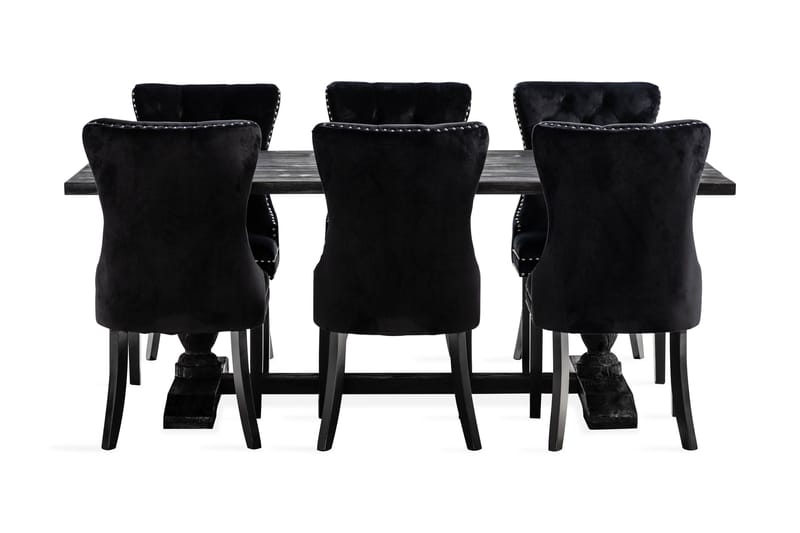 Dijon Spisegruppe 200 cm Rektangulært Spisebord med 6 Bergviken Stoler - Brun / Svart / Fløyel - Oppbevaring - Oppbevaringsmøbler - Sideboard & skjenker