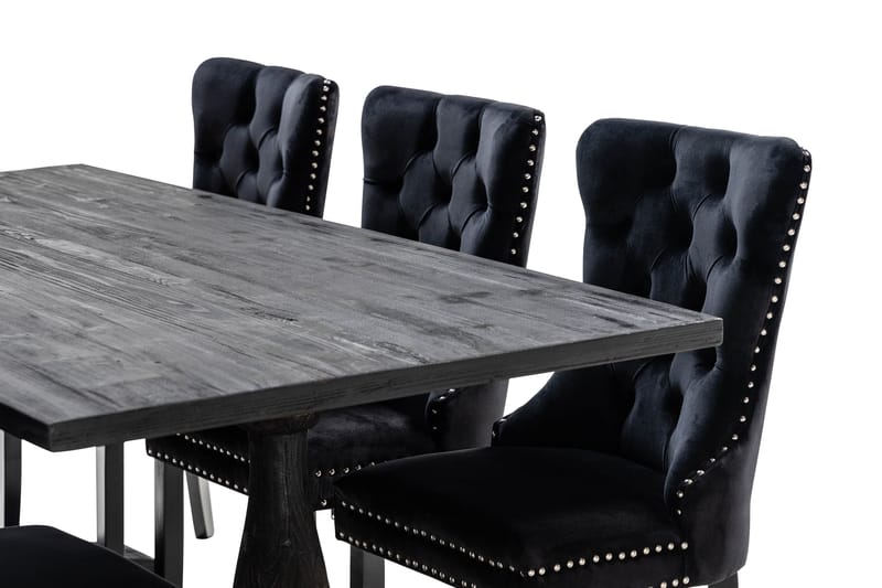 Dijon Spisegruppe 200 cm Rektangulært Spisebord med 6 Bergviken Stoler - Brun / Svart / Fløyel - Oppbevaring - Oppbevaringsmøbler - Sideboard & skjenker