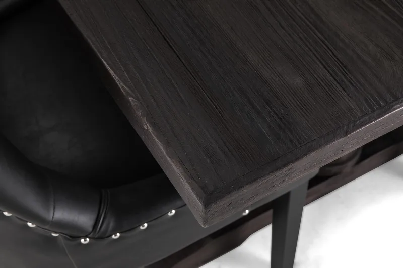 Dijon Spisegruppe 200 cm Rektangulært Spisebord med 6 Tuva Stoler - Vintage Tre / Svart PU - Møbler - Bord - Spisegrupper