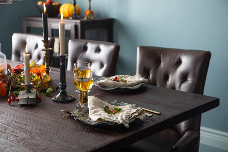 Dijon Spisegruppe 200 cm Rektangulært uttrekkbart bord med 6 Stoler - Vintage Tre / Brun PU - Møbler - Bord - Spisegrupper