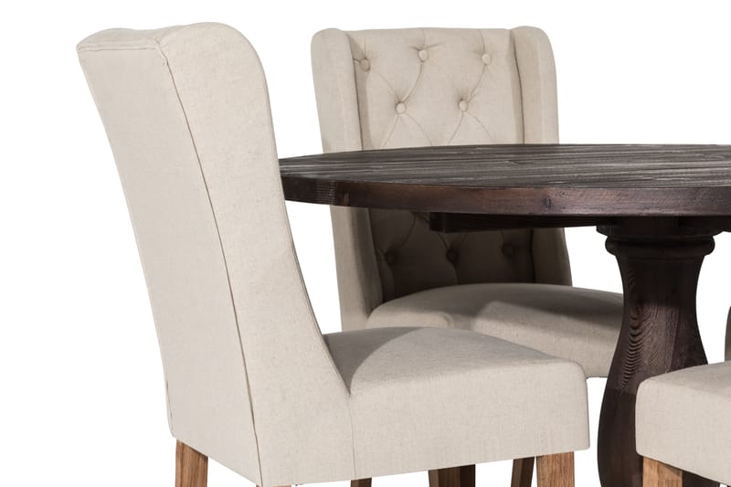 Dijon Spisegruppe Rund 130 cm med 4 Irma Stol - Vintage Alm/Beige - Møbler - Bord - Spisegrupper