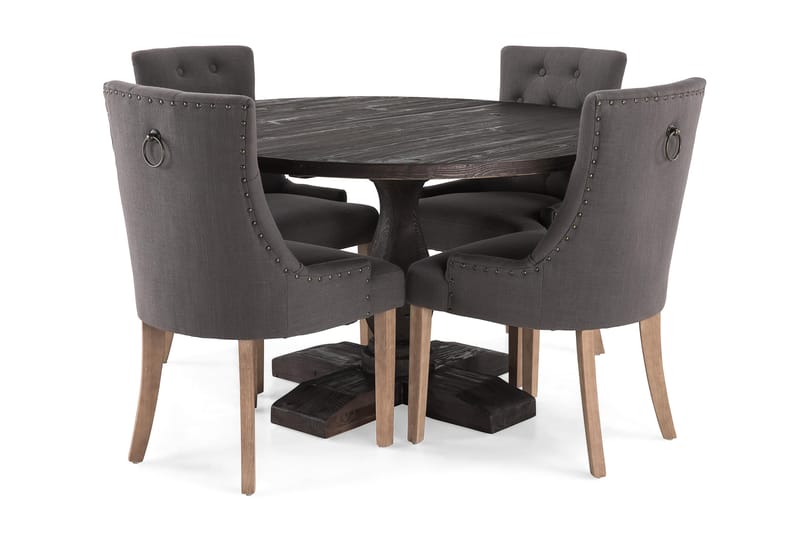 Dijon Spisegruppe Rund 130 cm med 4 Viktoria Stoler - 4 Ophelia Stoler Vintage - Møbler - Bord - Spisegrupper