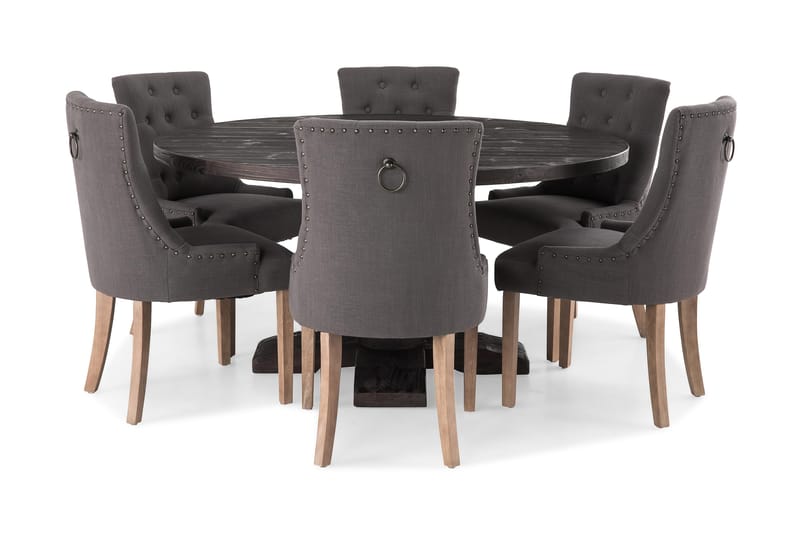 Dijon Spisegruppe Rund 150 cm med 6 Viktoria Stoler - 6 Ophelia Stoler Vintage - Møbler - Bord - Spisegrupper