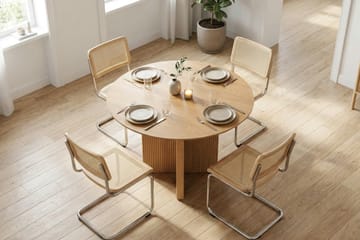 Edda spisegruppe rund 110 cm eik med 4 Build spisestoler - Eik - Møbler - Bord - Spisegrupper