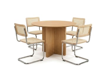 Edda spisegruppe rund 110 cm eik med 4 Build spisestoler - Eik - Møbler - Bord - Spisegrupper