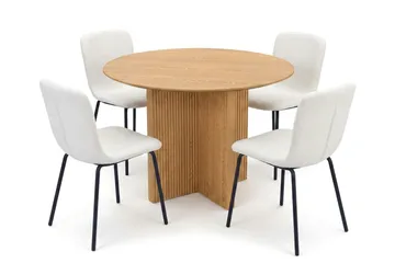 Edda spisegruppe rund 110 cm eik med 4 Katy spisestoler - Eik - Møbler - Bord - Spisegrupper