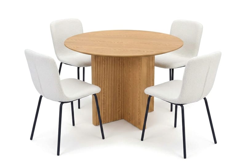 Edda spisegruppe rund 110 cm eik med 4 Katy spisestoler - Eik - Møbler - Bord - Spisegrupper